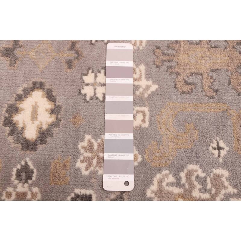 ECARPETGALLERY Hand-knotted Royal Oushak Grey Wool Rug - 2'6 x 9'9