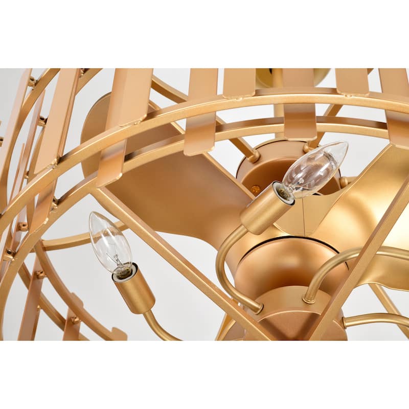 Daniyal 26-inch Matte Gold 6 Lights 3 Blades Lighted Ceiling Fan with Remote