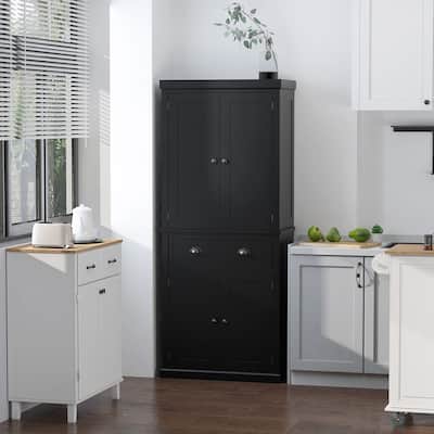 HOMCOM 72" Freestanding Kitchen Pantry Cabinet, Tall Storage Cabinet with 2 Door Cupboards, Drawer and Adjustable Shelves