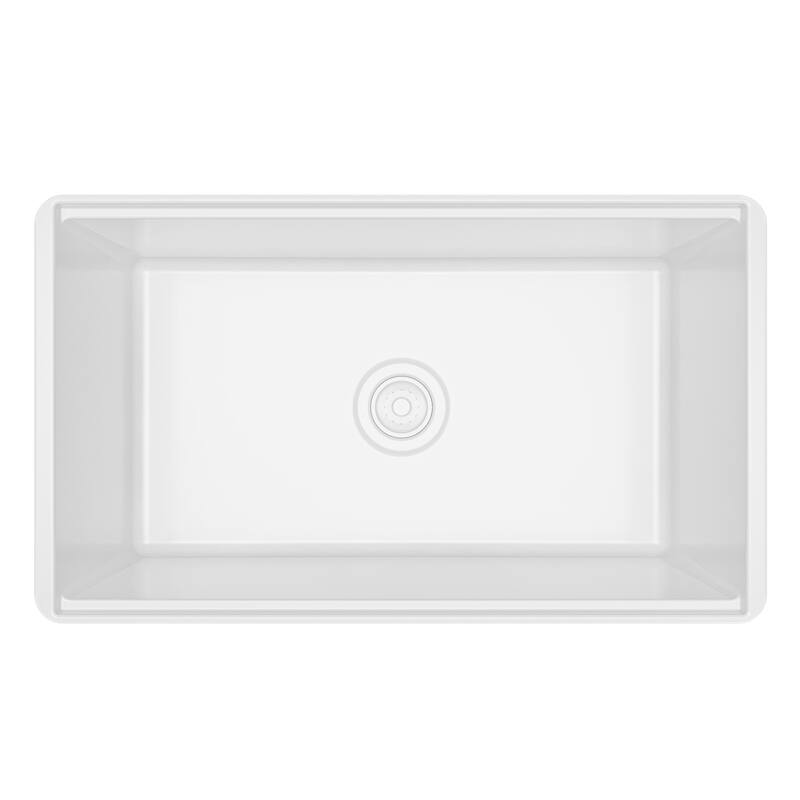 Karran 30" Single Bowl Workstation Fireclay Kitchen Sink with Reversible Fluted Apron Front