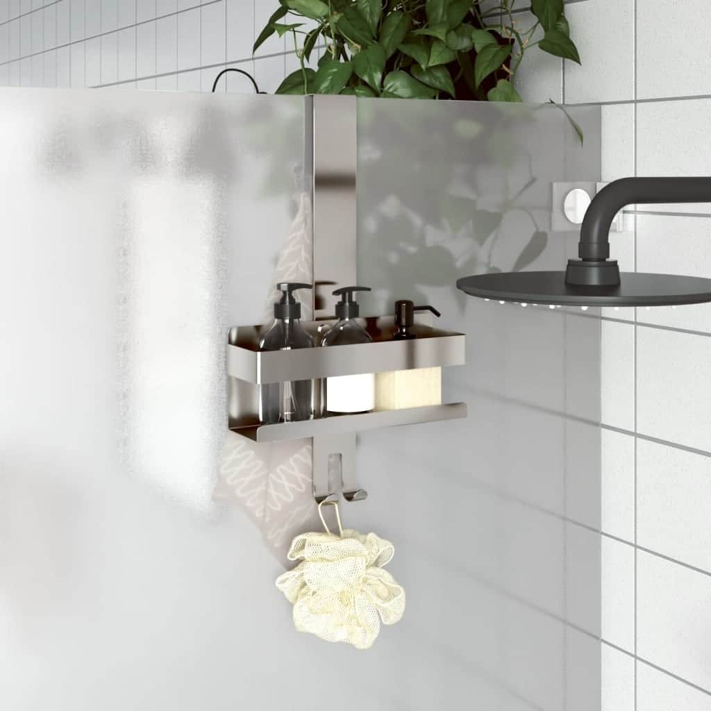 vidaXL Hanging Shower Caddy Brushed 304 stainless steel - 2.6 x 9.4 x 16.1