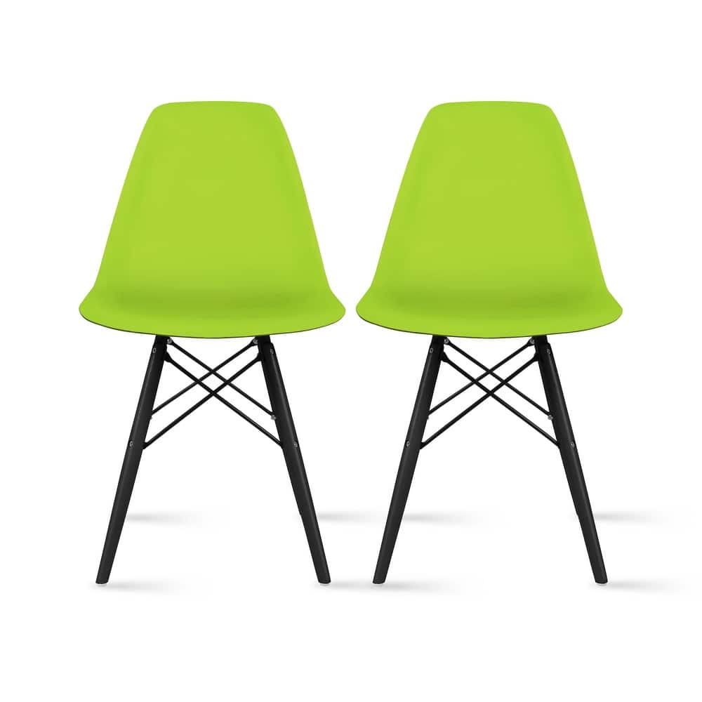 Plastic Eiffel Chairs Solid Wood Legs Molded Modern Armless Side Dining For Kitchen Work Office