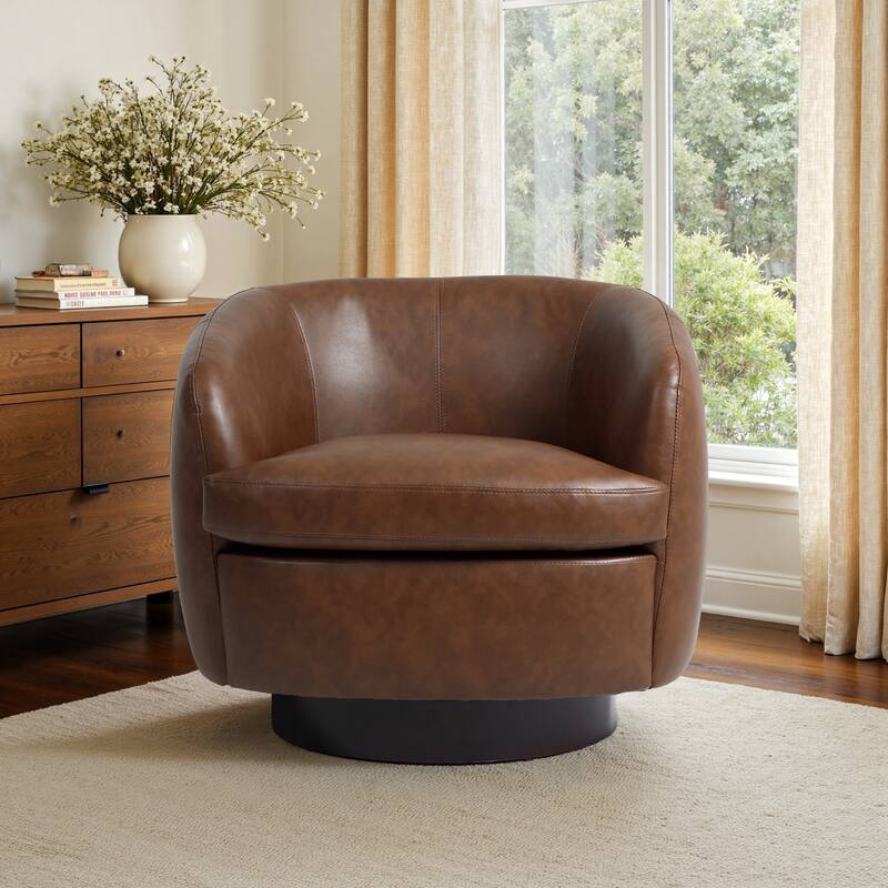 Upholstered Swivel Barrel Chair