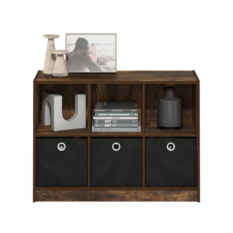 31.6 in. Tall Black Wood 6-Shelf Bookcase