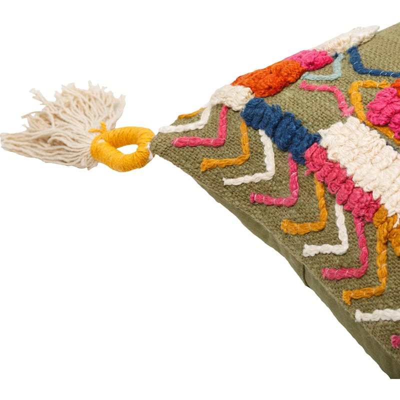 Shaye Colorful Embroidery Details Throw Pillow