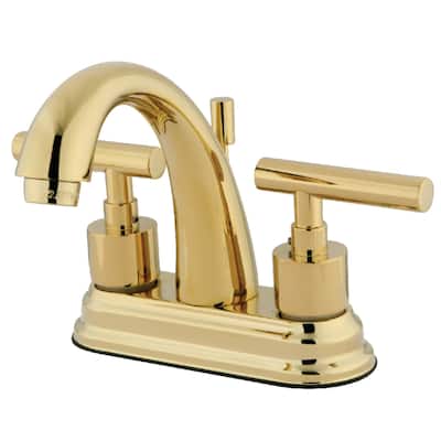 Kingston Brass Manhattan Two-Handle 3-Hole Deck Mount 4 in. Centerset Bathroom Faucet in Polished Brass