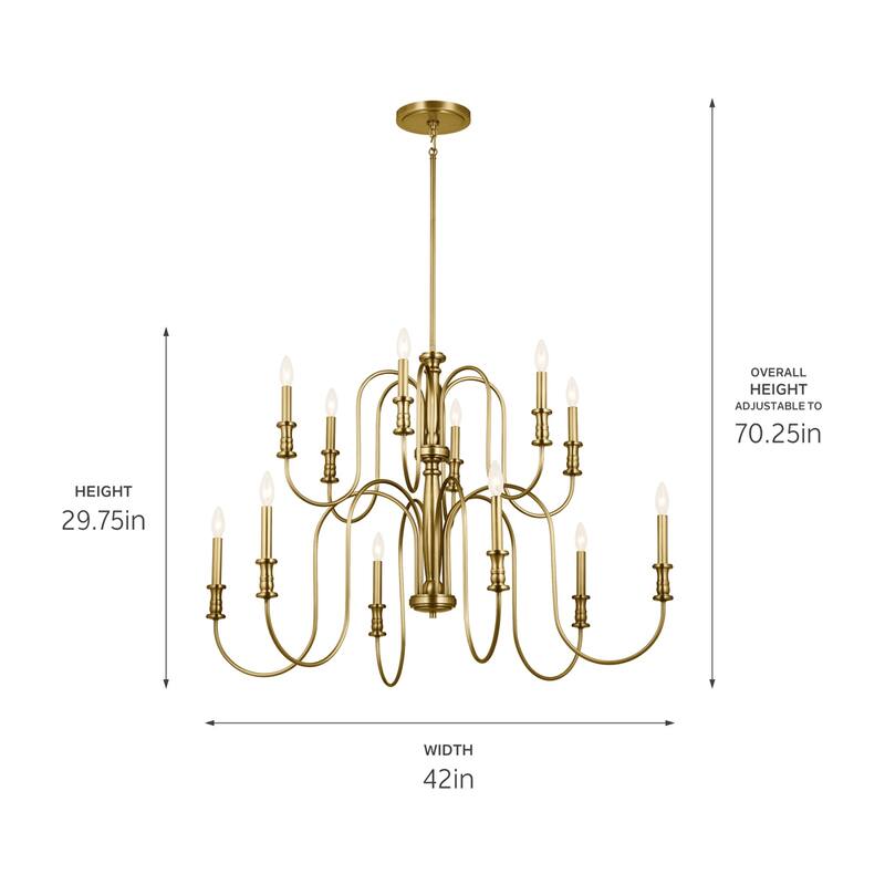 Kichler Lighting Karthe 42 inch 12-Light Chandelier Natural Brass