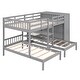 preview thumbnail 6 of 28, Versatile Full-Over-Twin-Twin Bunk Bed with Shelves, Wardrobe & Mirror, Solid Wood Triple Bunk Bed Frame with Safety Guardrails