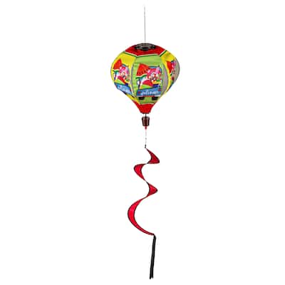 55 in. Welcome Summer Truck Solar Lit Burlap Balloon Wind Spinner