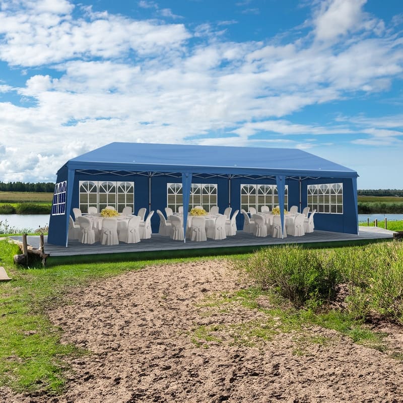 30x10FT Pop-up Oxford Cloth With 8 Sandbags and 8 Sidewalls With Tugboat Bag Canopy Gazebo - 30x10x8.8FT(WDH)