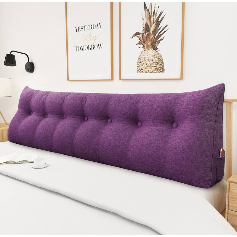 WOWMAX Bed Rest Reading Wedge Headboard Backrest Tufted Pillow - Purple