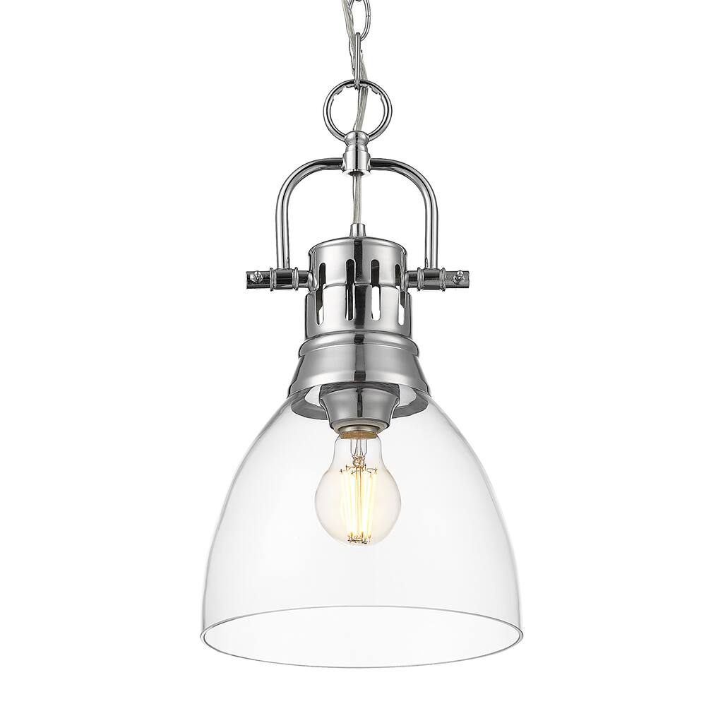 Yep by Golden Lighting Duncan 1-light 9in chain hung Pendant in Chrome and Clear Glass