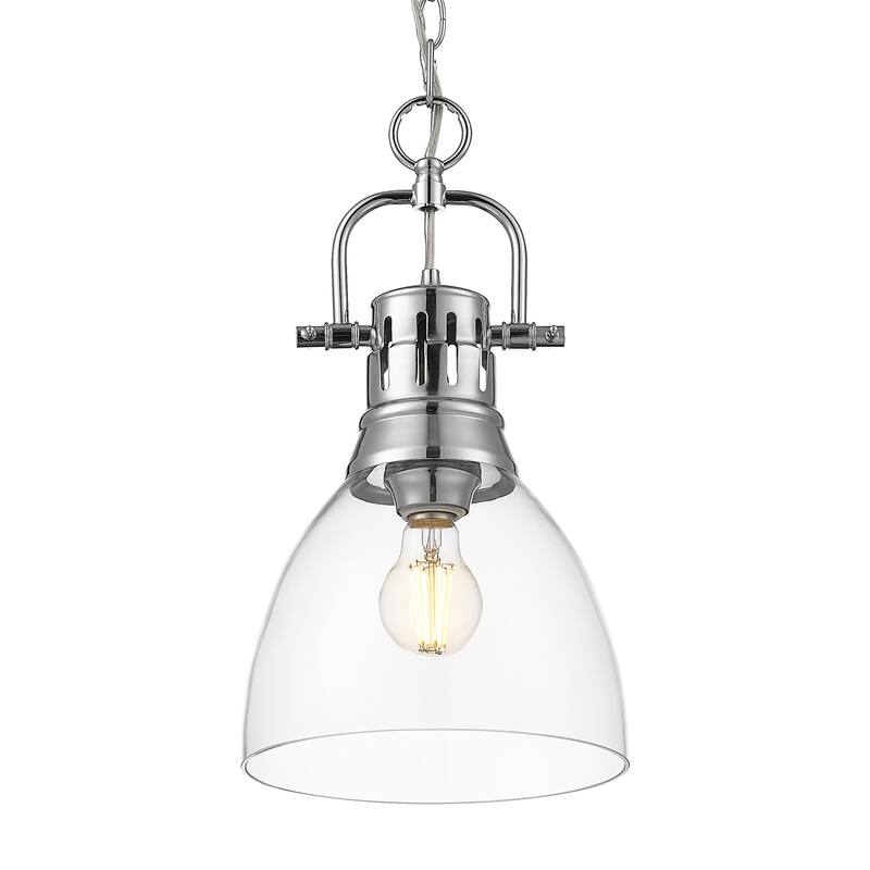 Yep by Golden Lighting Duncan 1-light 9in chain hung Pendant in Chrome and Clear Glass
