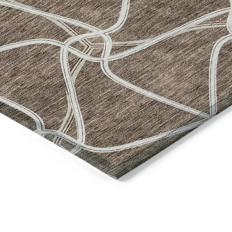 Machine Washable Indoor/ Outdoor Contemporary Links Chantille Rug