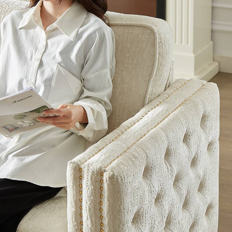 Luxurious Chenille Couch with Sleeper Sofa Bed, Easy Assembly, and Ultimate Comfort - Beige