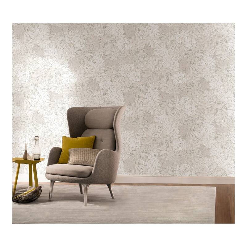 Marburg Cedar White Botanical Wallpaper - 20.5 x 396 x 0.025