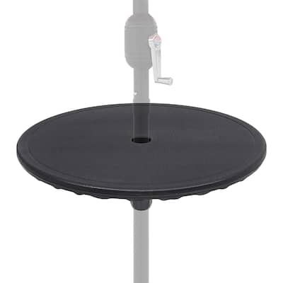 19.75" Black Outdoor Umbrella Table Tray