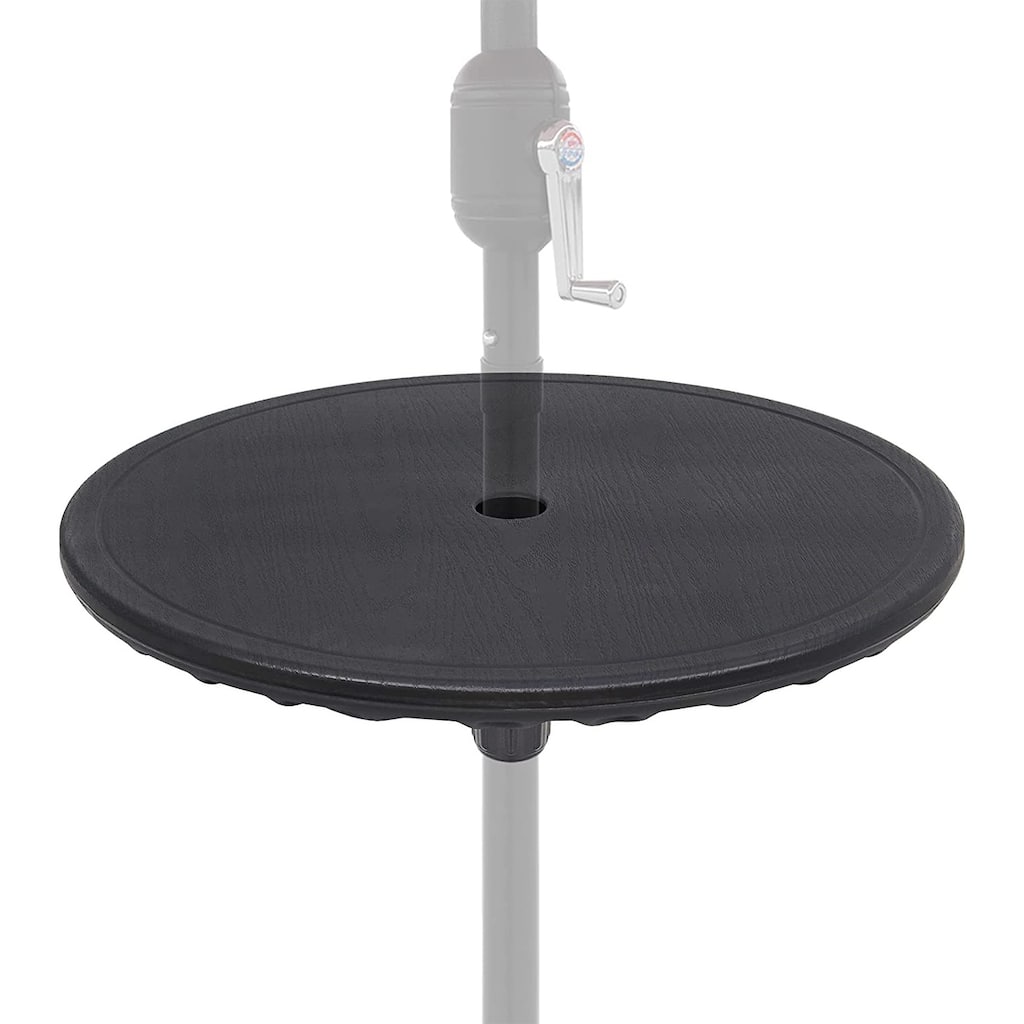 19.75" Black Outdoor Umbrella Table Tray