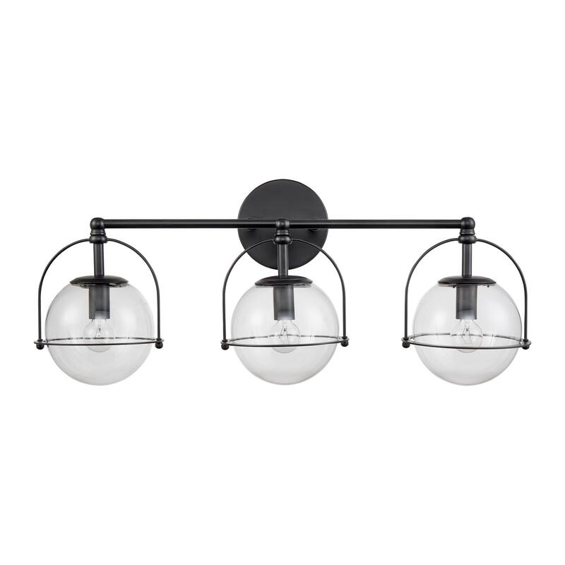 Elk Home Langford Matte Black With Clear Glass 3 Light Vanity Light