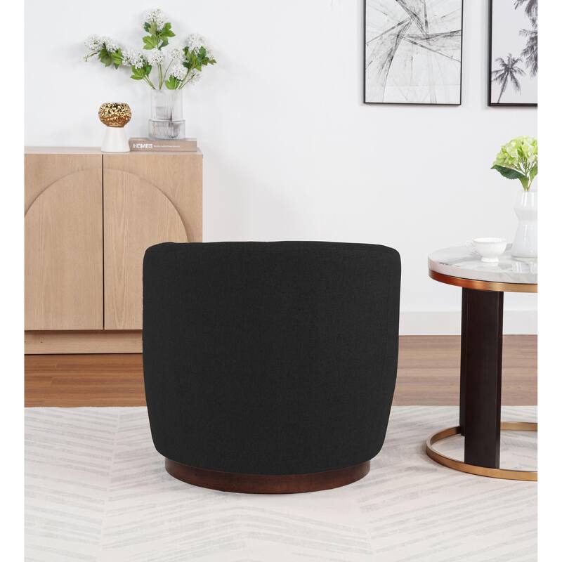 SEYNAR Modern Glam Boucle Fabric Round 360 Degree Swivel Barrel Chair