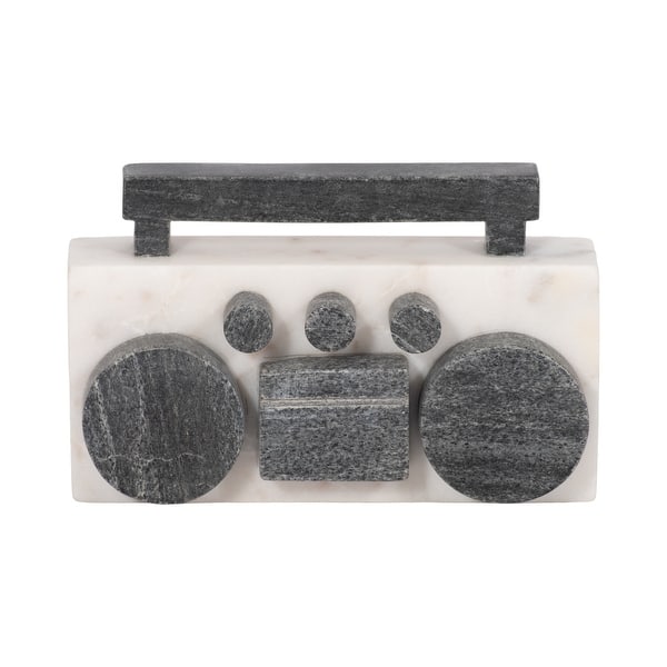 slide 2 of 8, Sagebrook Home 8" Marble Boombox Decorative Object - White and Black - 8" x 2" x 5" 8" x 2" x 5" - Black/ White