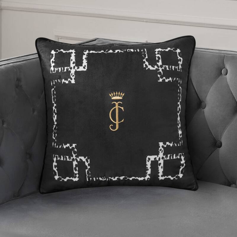 Juicy Couture Velvet Lattice Pillow 20" x 20", Black - Black