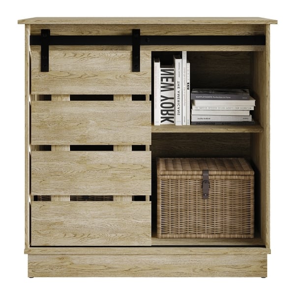 slide 2 of 19, CraftPorch Farmhouse Sideboard Cabinet Light Oak