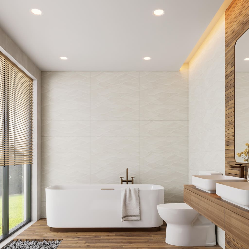 Merola Tile Biomim Concept Sand 11-3/4" x 35-3/8" Ceramic Wall Tile
