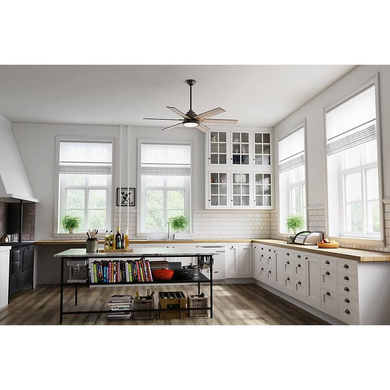 Hunter 60" Warrant Ceiling Fan with LED Light, Wall Control - Windmill - Farmhouse, Industrial, Contemporary - ENERGY STAR