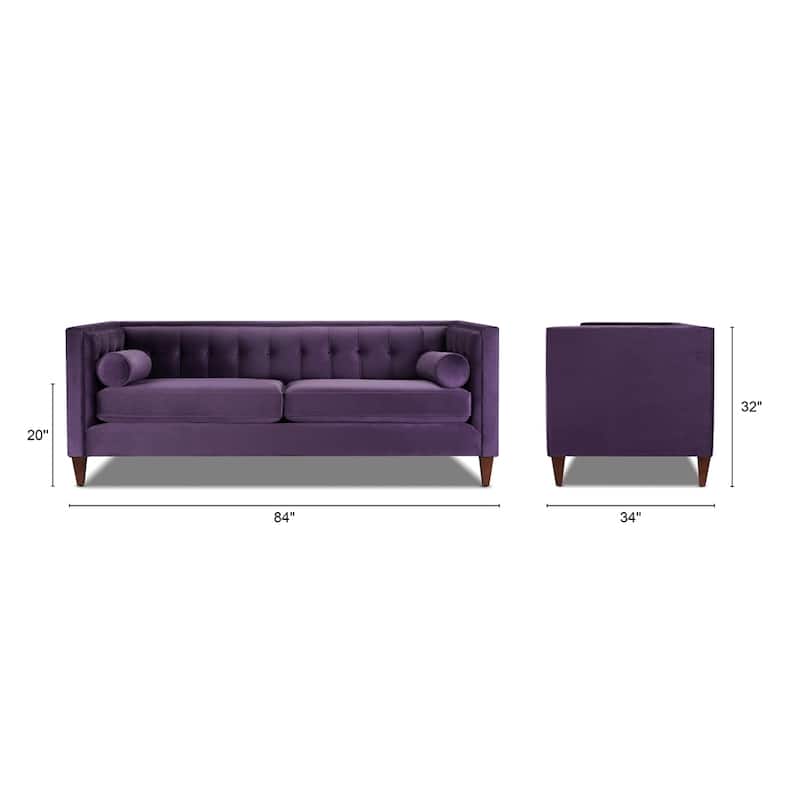 Jack 84" Mid-Century Modern Tuxedo Sofa with Bolster Pillows