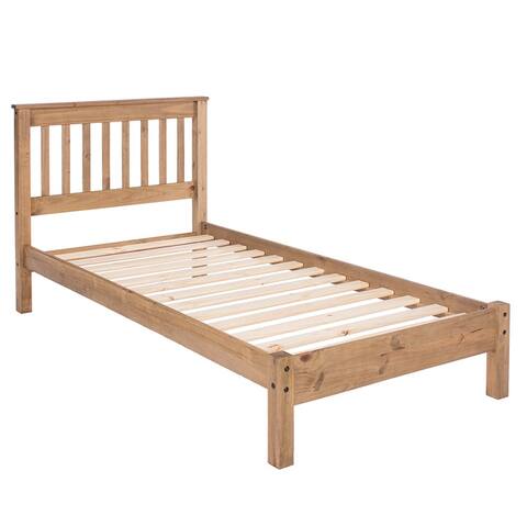Wood Slatted Twin Size Bed Corona Collection Furniture Dash