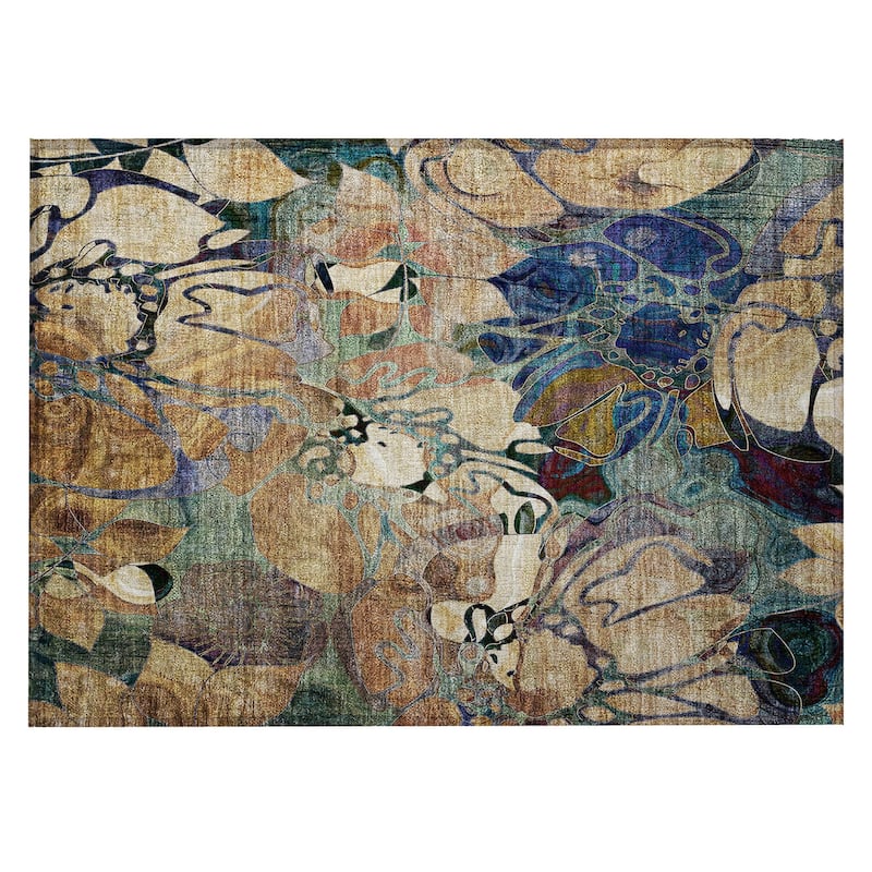 Alsiz Unique Abstract Weather Resistant Timeless Fusion Runner Outdoor Rug