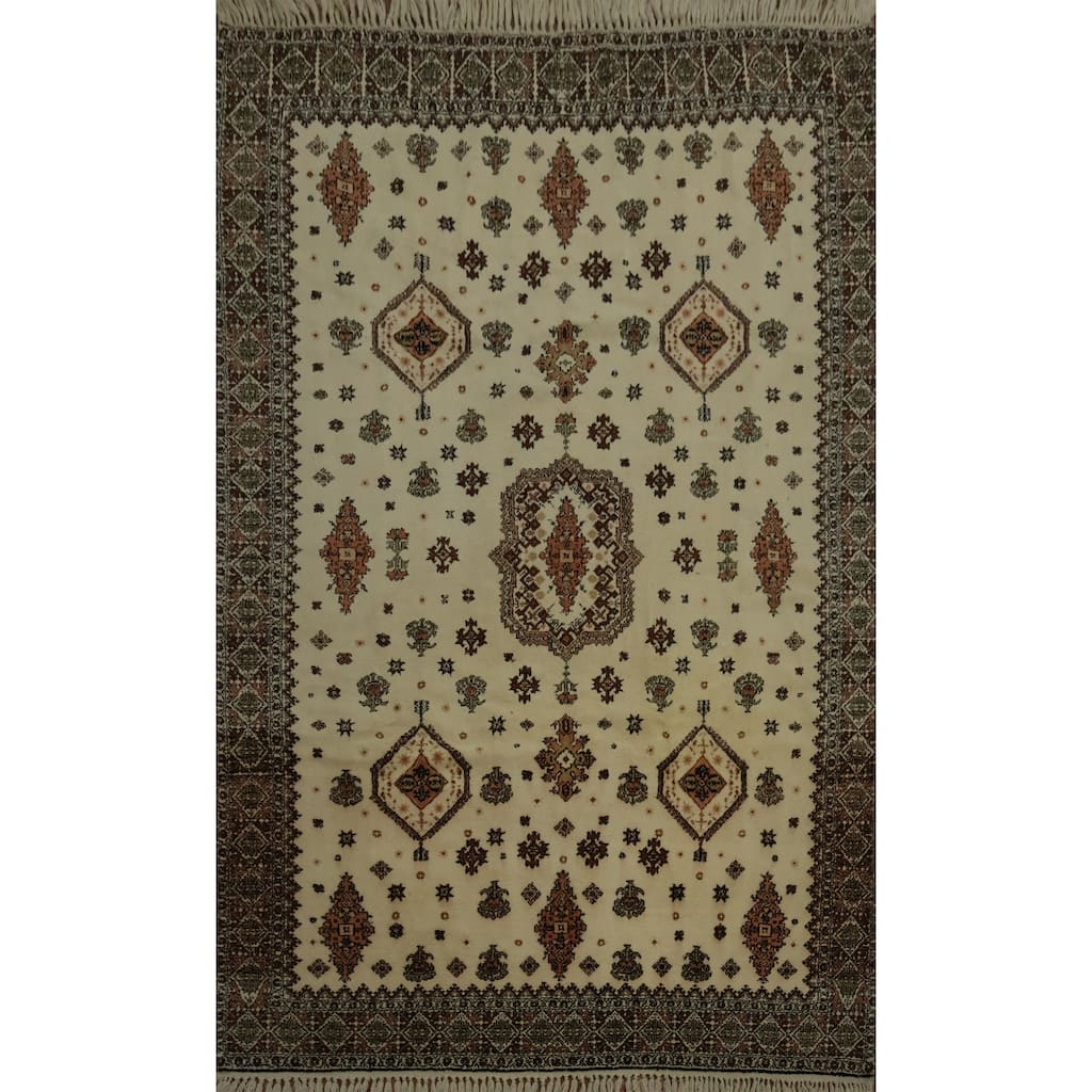 Hand Knotted Oriental 100% Wool Carpet Modern Floral Beige & Ivories Moroccan Area Rug - 10' 1'' X 7' 1''