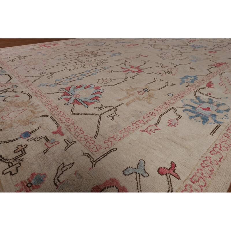 Vegetable Dye Oushak Oriental Large Area Rug Handmade Wool Carpet - 9'11"x 13'10"