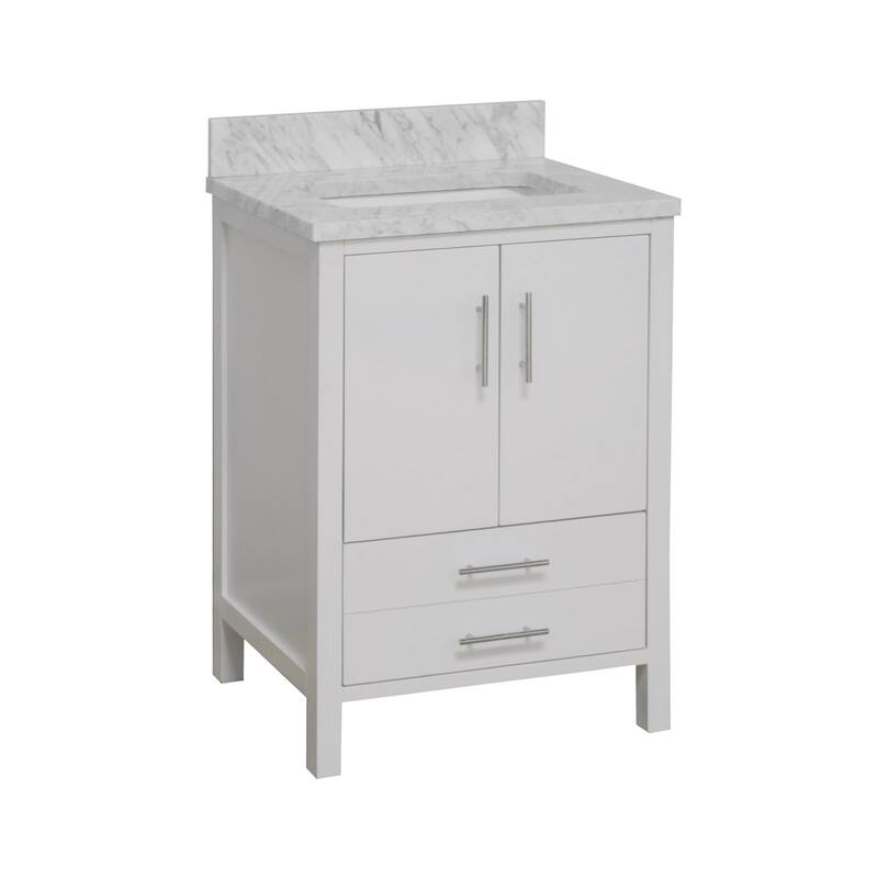 KitchenBathCollection California 24" Bathroom Vanity with Carrara Marble Top