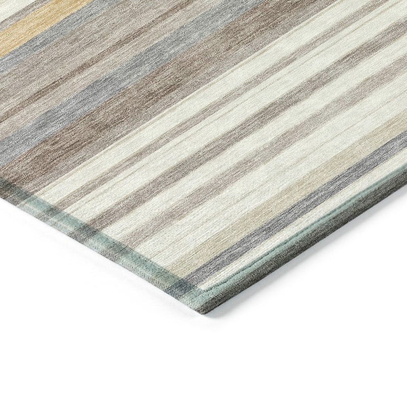 Machine Washable Indoor/ Outdoor Modern Stripes Chantille Rug
