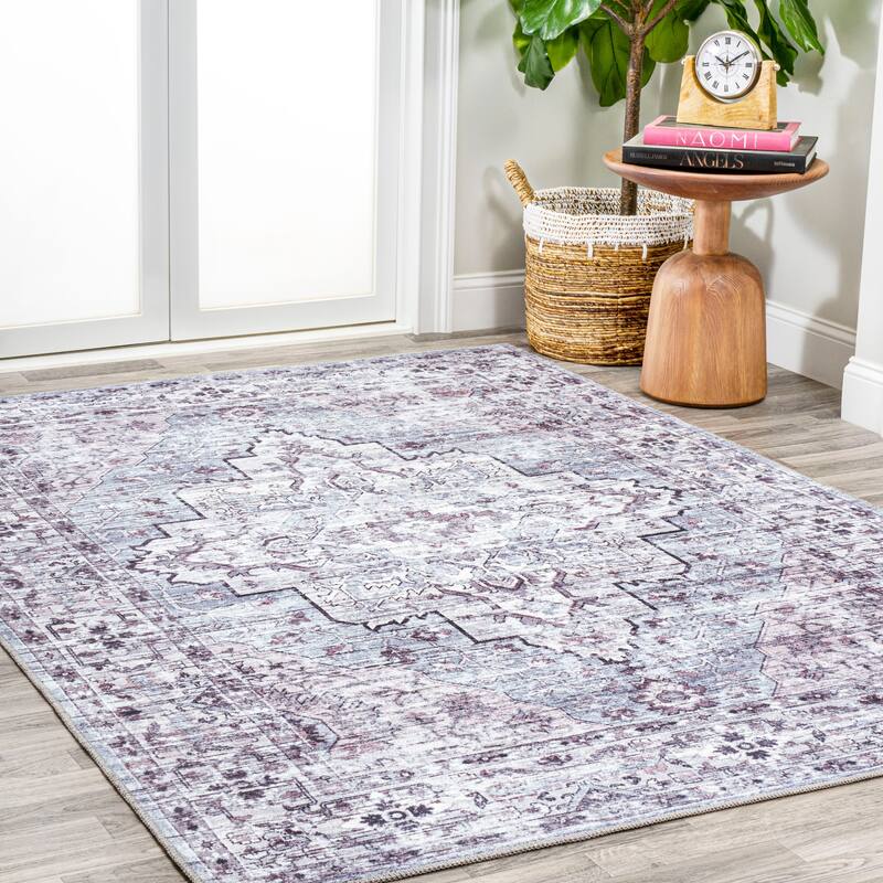 JONATHAN Y Alacati Boho Gray Medallion Machine Washable Area Rug