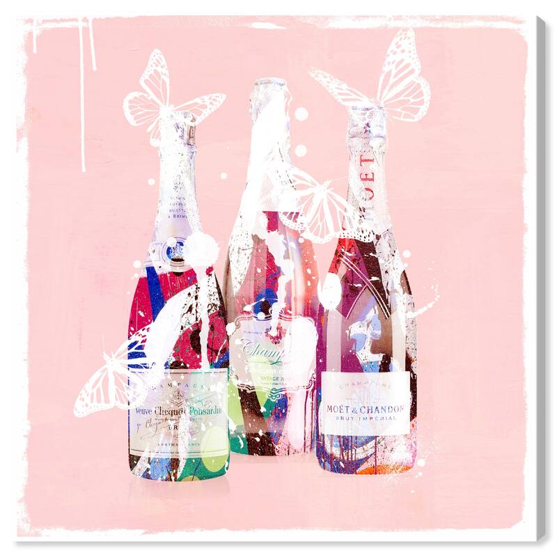 Wynwood Studio Canvas Drinks and Spirits Pastel Drinks For All Pink and Pastel Pink Wall Art Canvas Print