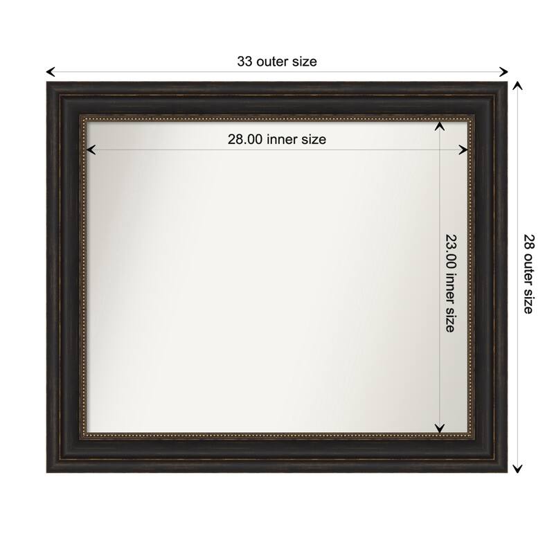 Accent Bronze Framed Non-Beveled Custom Wall Mirror, Bathroom Vanity Mirror - Outer Size: 33 x 28