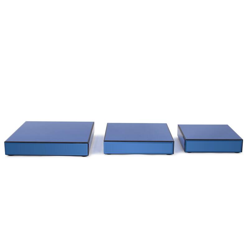 Allan Andrews Sapphire Set of 3 Mirrored Platforms - 19 x 19 x 11