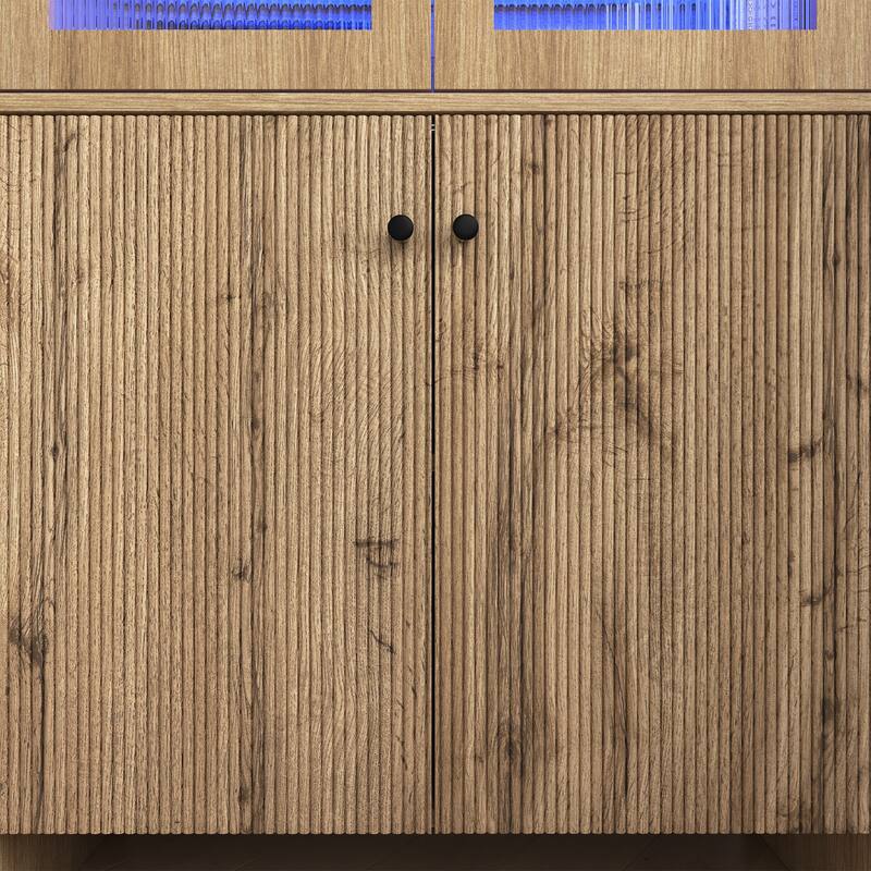 Natural Wood Grain Tech-Inspired MDF Dome Cabinet A Smart Combination of Snack Storage and LED Lighting