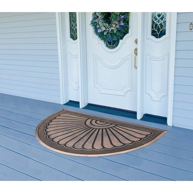 A1HC 100% Pure Rubber Front Door Mat 30”x48”, Non-Slip, Thin Profile Heavy Duty Doormat,Indoor Outdoor Sunburst Good Luck Design