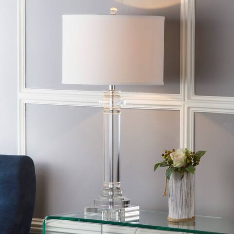 SAFAVIEH Lighting 30-inch Crystal Nina Crystal Column Lamp - 15" x 15" x 30"