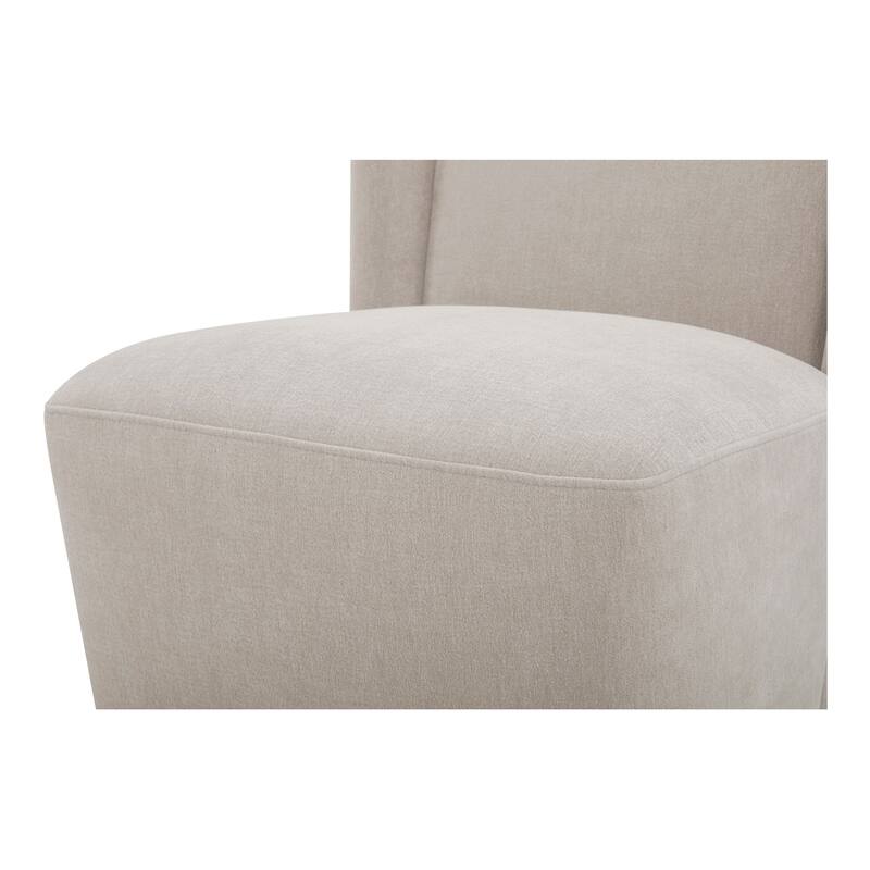 NADAAL STUDIOS Zadie Rolling Dining Chair, 360° Swivel, Polyester Upholstery, High-Density Foam Cushioning, Cream