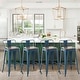 preview thumbnail 32 of 41, Bar Stools With Back set of 4 Industrial Metal Barstools with Wooden Seats Navy Blue - Short