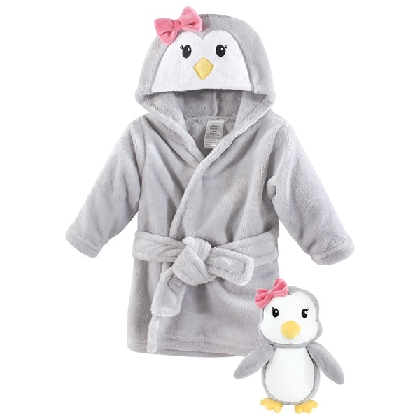 slide 1 of 1, Luvable Friends Infant Girl Plush Bathrobe and Toy Set, Girl Penguin, 0-9 Months - Girl Penguin - 0-9 Months 0-9 Months - Girl Penguin