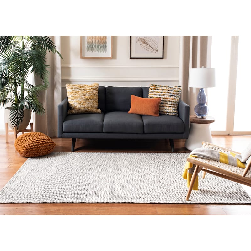 SAFAVIEH Handmade Vermont Kirstin Wool Rug - 9' x 12' - Ivory/Black