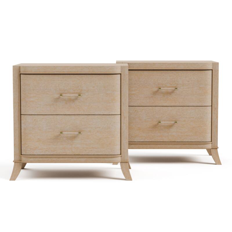 Furniture of America Kian Modern Natural Oak Solid Wood 2-Drawer Nightstand, Set of 2