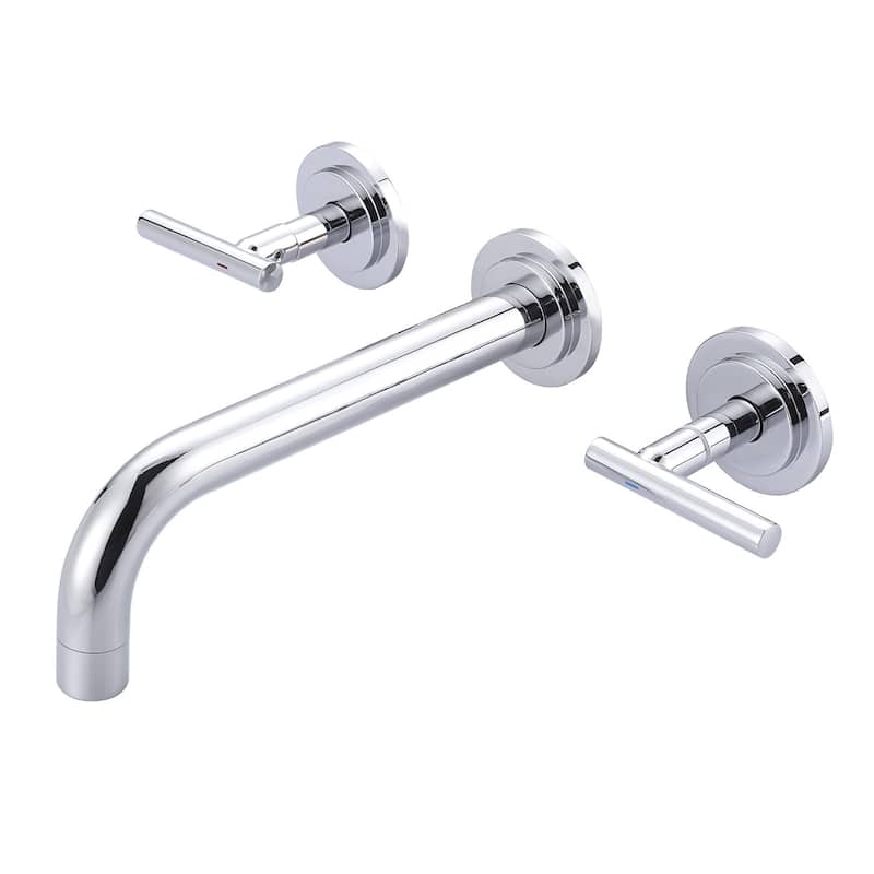 WOWOW Double Handle Wall Mount Bathroom Sink Faucet - Polished Chrome