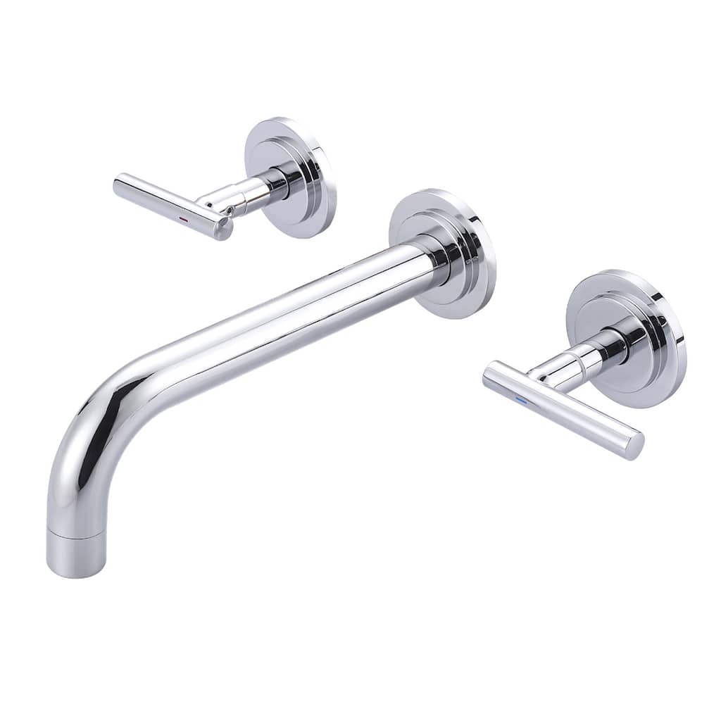WOWOW Double Handle Wall Mount Bathroom Sink Faucet